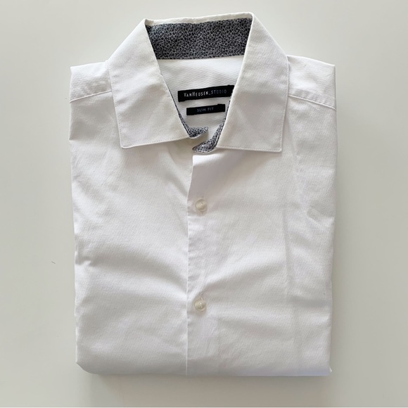 Van Heusen Other - Van Heusen studio slim fit white button down dress shirt size 14-14.5